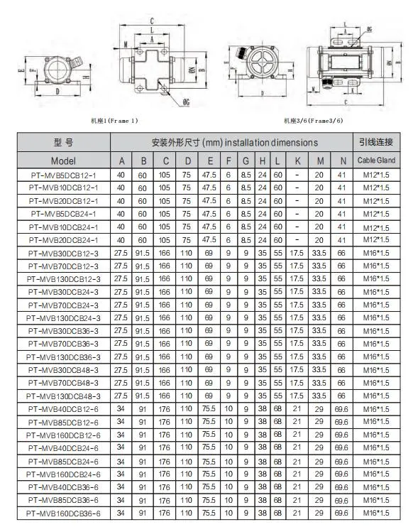 Micro DC Brushless 50n 10W 12V Al Alloy Vibration Motor for Screen Filter Shaker PT-Mvb5dcb12-1